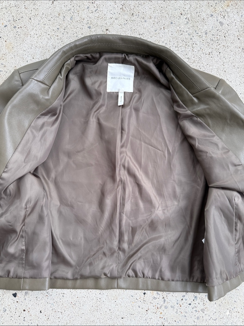Anthropologie Avec Les Filles Cropped Vegan Faux Leather Jacket Moss Green Small - Picture 10 of 14